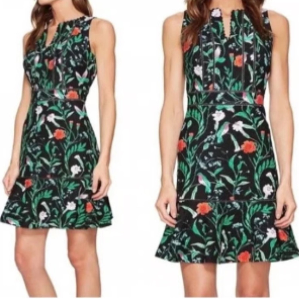 Kate Spade Black Floral Jardin Jacquard Sleeveless Dress
